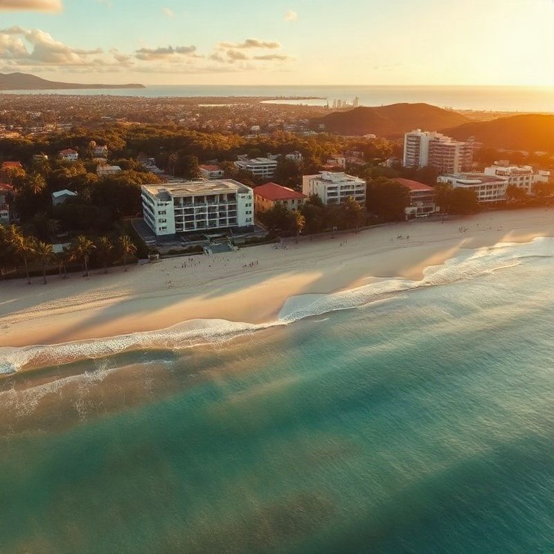 Vista aérea do litoral de Florianópolis ao entardecer